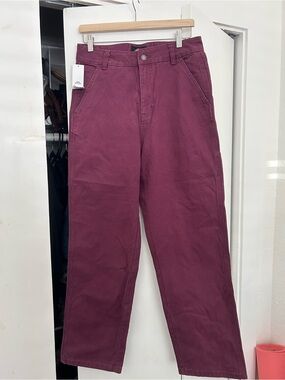 Women's Straight Leg Work Pants in Deep Berry